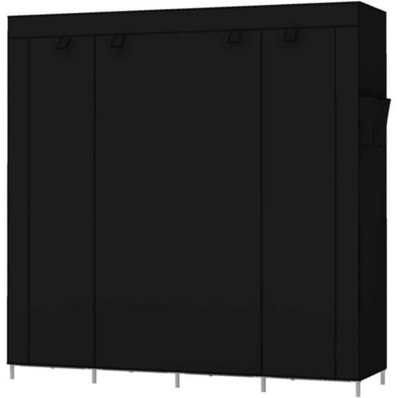 Portable Large Wardrobes Organizer with 6 Storage Shelves, Black - Picture 4 of 6